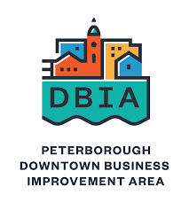 This is the DBIA logo. There is a stylized picture of downtown Peterborough, with the writing below.